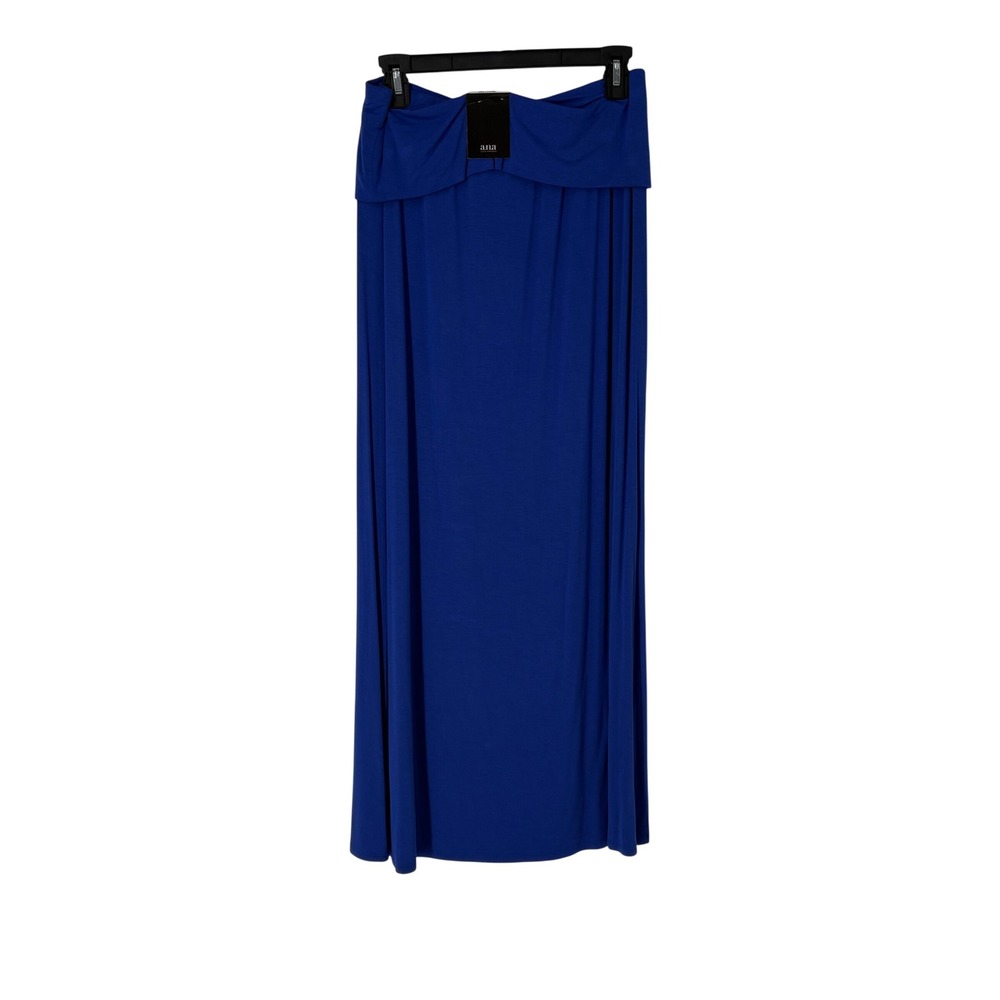 a.n.a A New Approach Blue Fold-Over Waist Maxi Skirt Medium NWT Solid Jersey